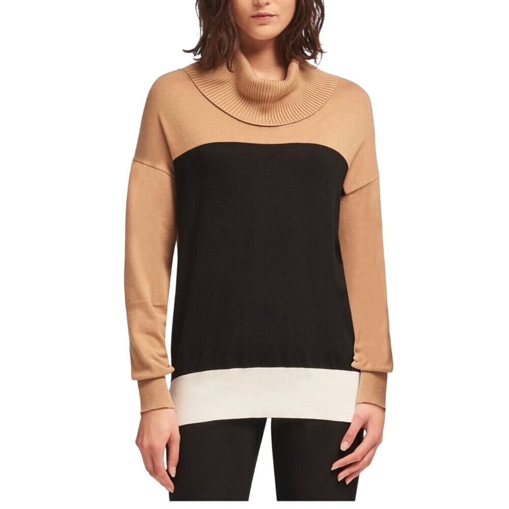 DKNY Womens Colorblock Pullover Sweater,, Beige, X-Large